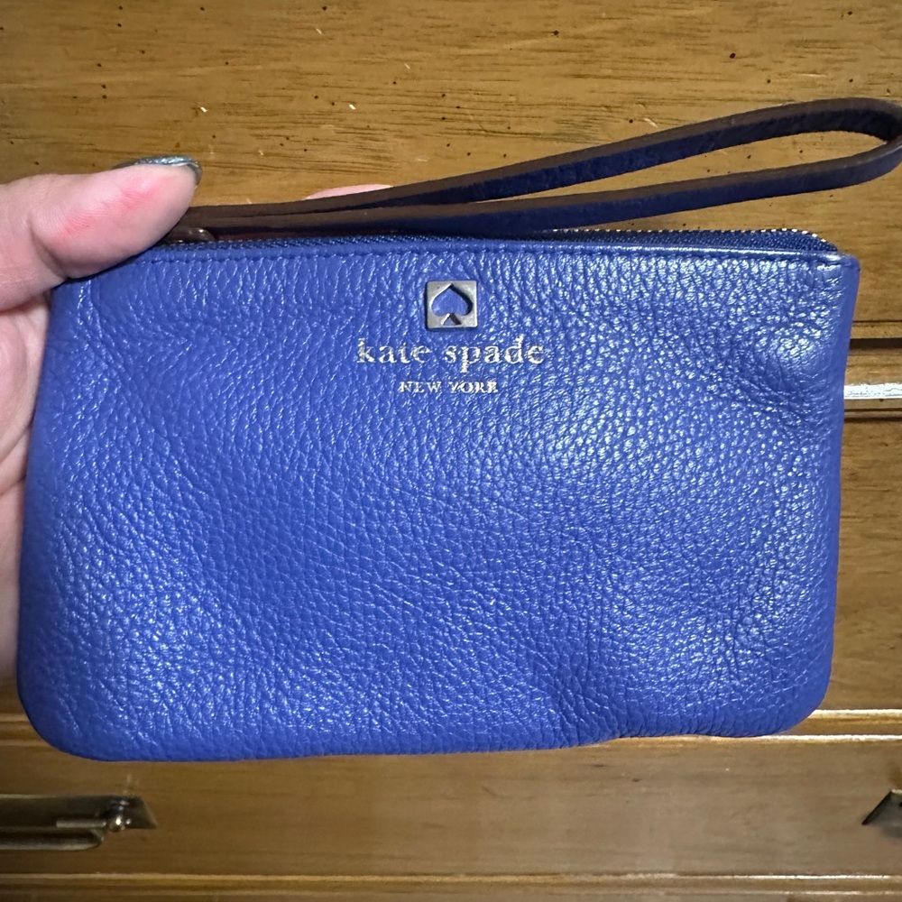 Kate Spade Royal Blue Pebbled Leather Wristlet